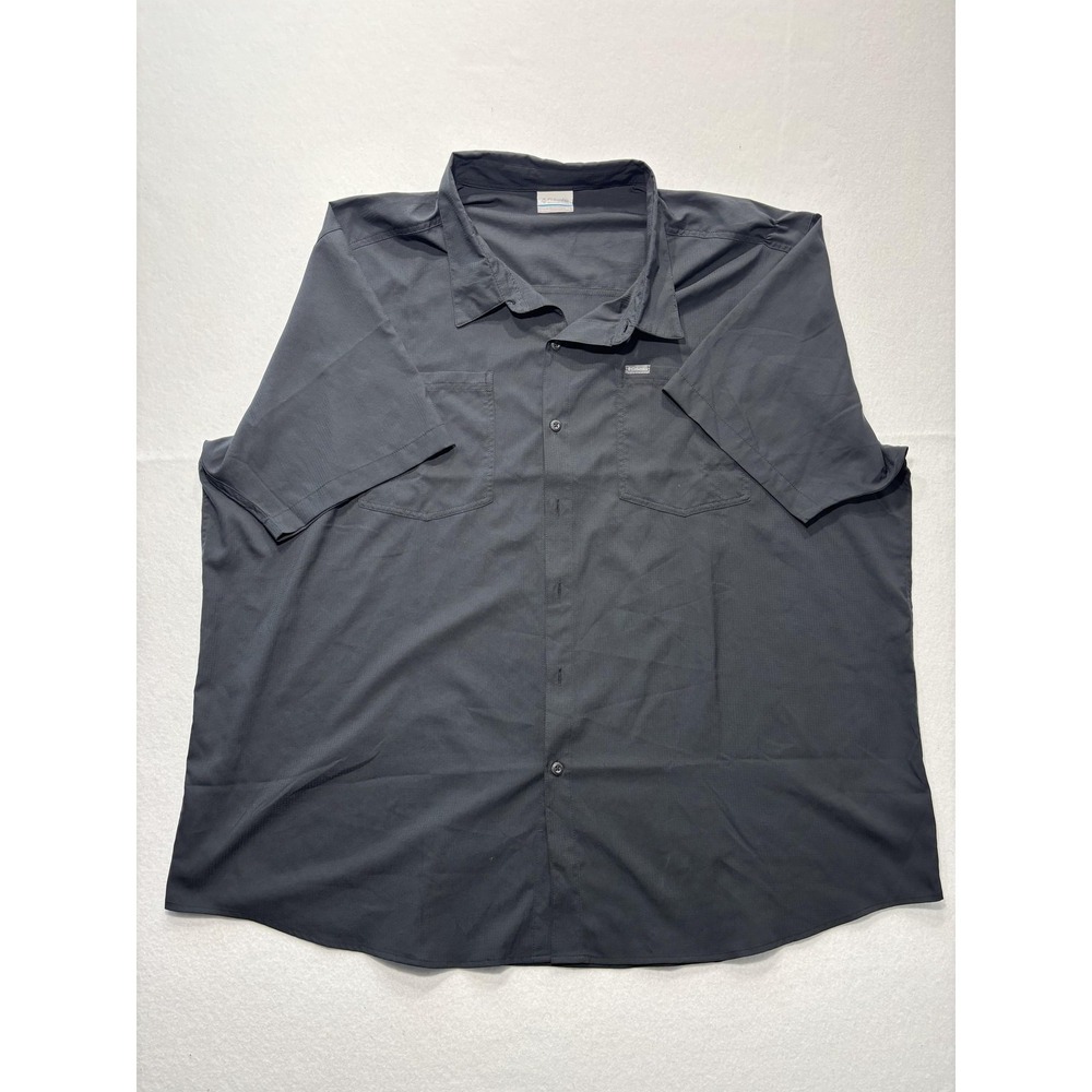 Columbia Shirt Mens Big 4XL Gray Short Sleeve Button Up Lightweight Casual